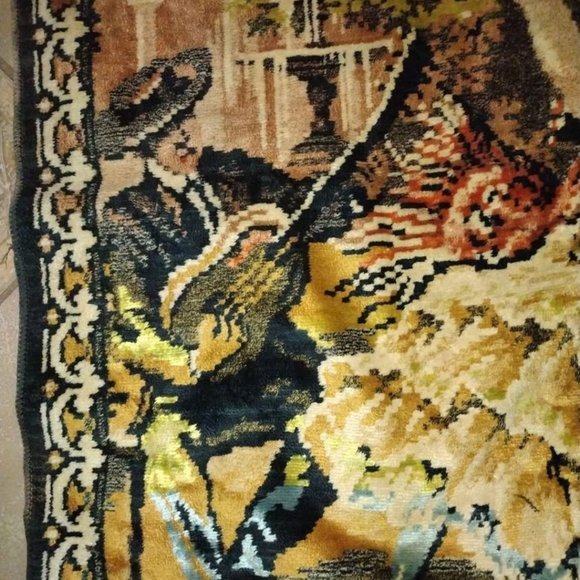 Antique Ukraine USSR Ex Lg Velor Velvet Tapestry/ Rug W/Spanish Dancers Design. - Picture 6 of 9